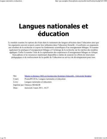 (Langues nationales et \351ducation) - FOAD - Formations ouvertes ...