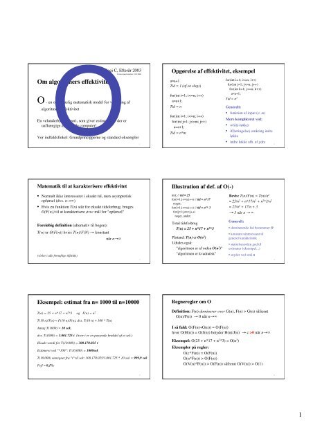 Om algoritmers effektivitet - akira.ruc.dk