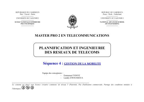 PLANNIFICATION ET INGENIEURIE DES RESEAUX DE TELECOMS