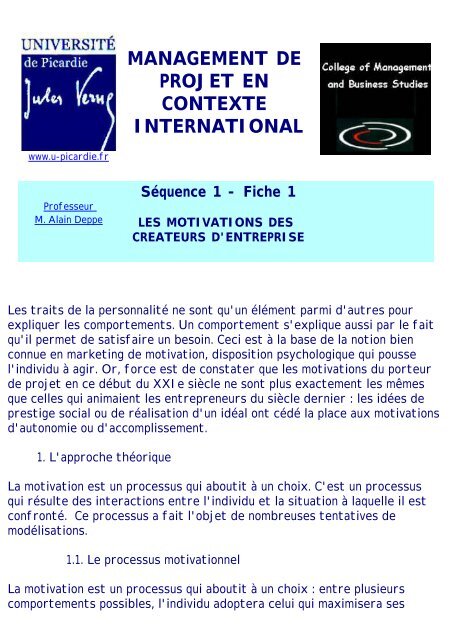 management de projet en contexte international - FOAD ...