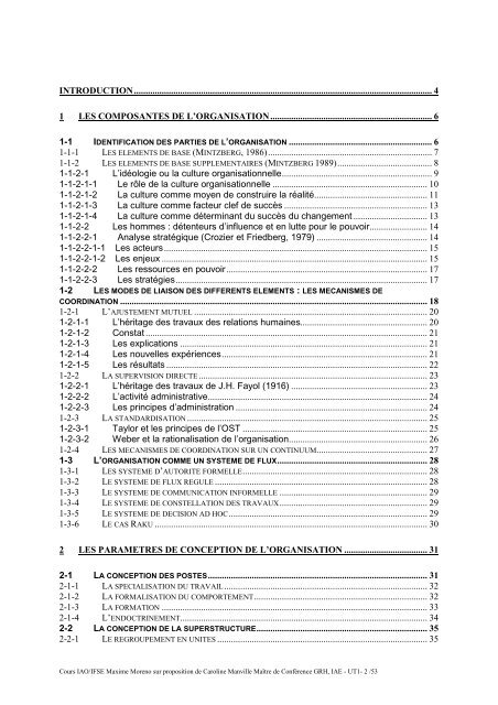 introduction analyse organisationnelle m2 - FOAD - Formations ...