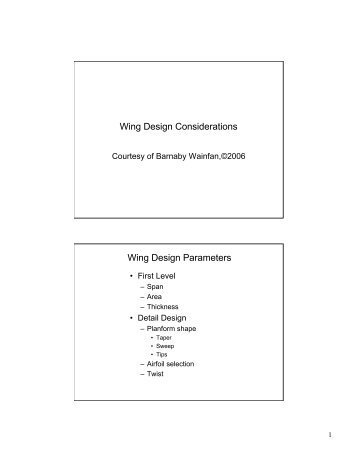 Wing design lecture - MAELabs UCSD