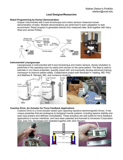 Nathan Delson's Portfolio - MAELabs UCSD