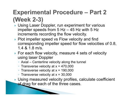 Water Tunnel Experiment Procedure Lecture - MAELabs UCSD