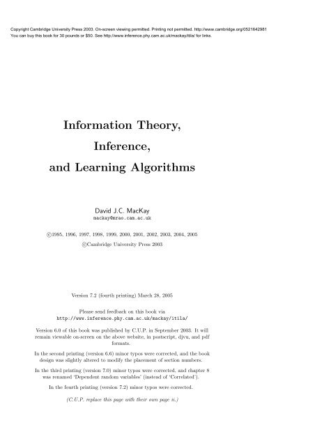 Information Theory, Inference, and Learning ... - MAELabs UCSD