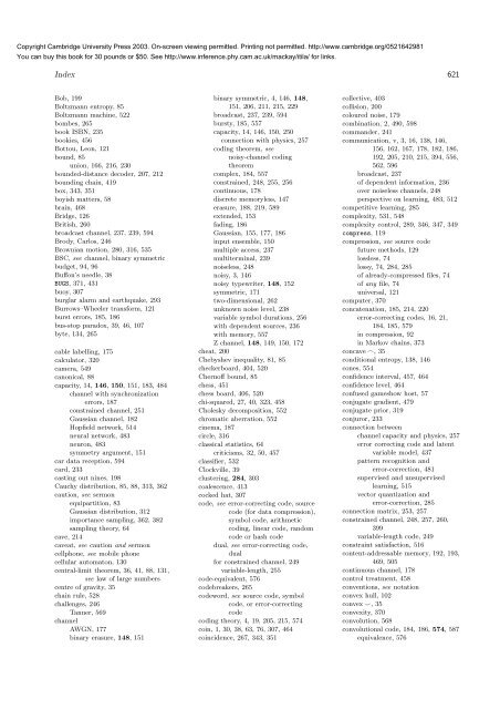 Information Theory, Inference, and Learning ... - MAELabs UCSD