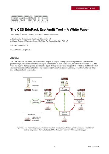 The CES EduPack Eco Audit Tool ? A White Paper - MAELabs UCSD