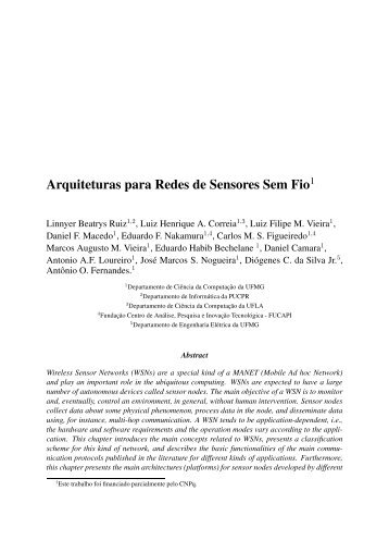 Arquiteturas para Redes de Sensores Sem Fio1 - SensorNet - UFMG
