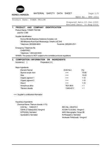 MATERIAL SAFETY DATA SHEET Page:1/5 MSDS No.: MFP-2552 ...