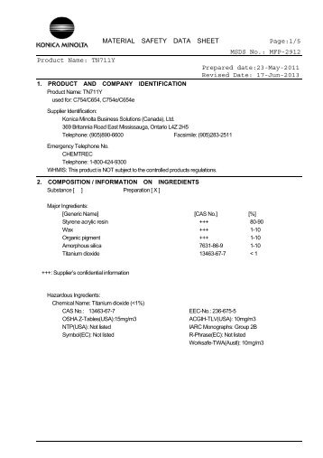 MATERIAL SAFETY DATA SHEET Page:1/5 MSDS No.: MFP-2912 ...