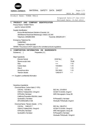 MATERIAL SAFETY DATA SHEET Page:1/6 MSDS No.:MFP-0322 ...