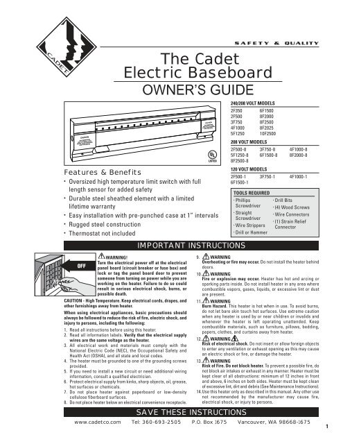 The Cadet Electric Baseboard - Air u0026amp; Water
