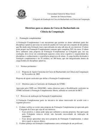 Formação Complementar - DCC/UFMG