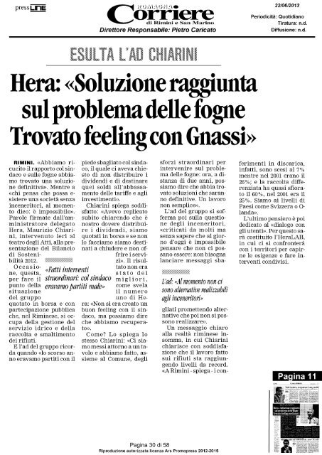 Rassegna stampa 22 giugno 2013 - Comune di Rimini