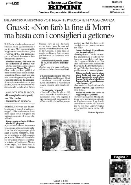 Rassegna stampa 22 giugno 2013 - Comune di Rimini