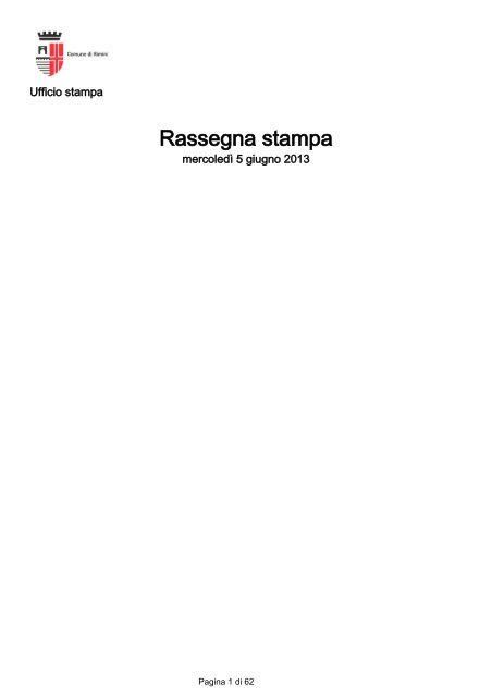 Rassegna stampa 5 giugno 2013 - Arengo Online - Comune di Rimini