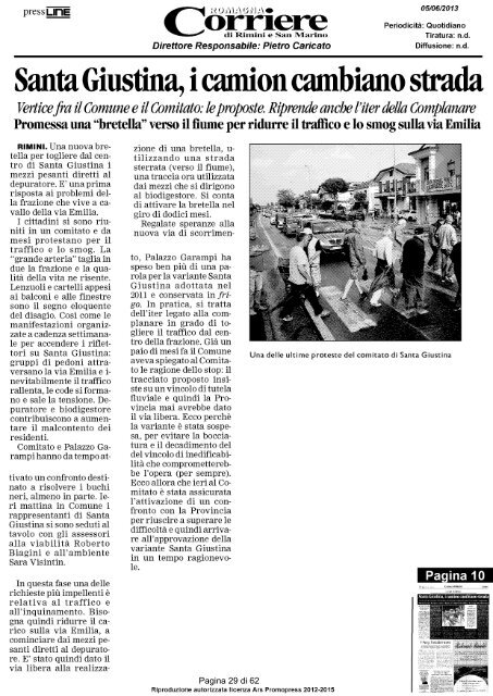 Rassegna stampa 5 giugno 2013 - Arengo Online - Comune di Rimini