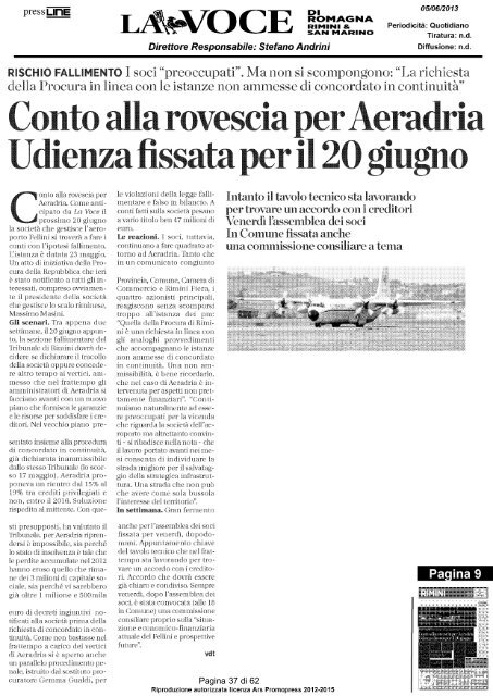 Rassegna stampa 5 giugno 2013 - Arengo Online - Comune di Rimini