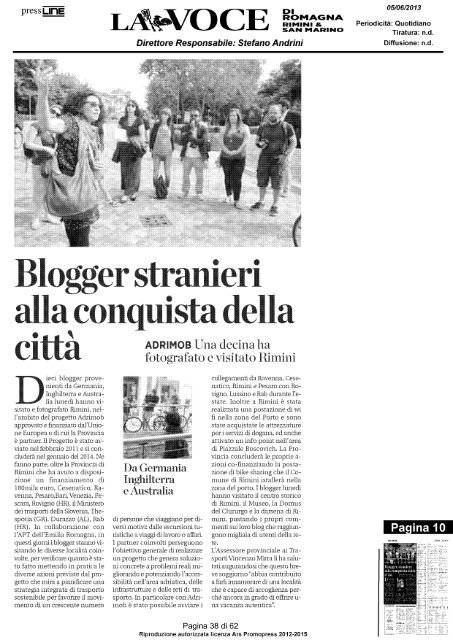 Rassegna stampa 5 giugno 2013 - Arengo Online - Comune di Rimini