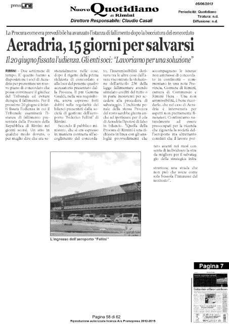 Rassegna stampa 5 giugno 2013 - Arengo Online - Comune di Rimini