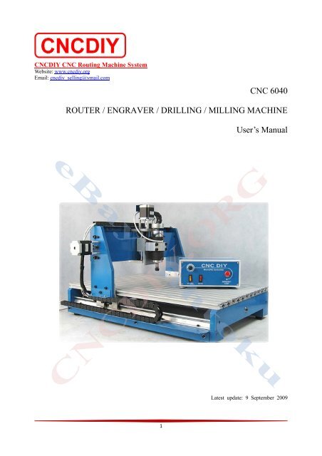 CNC 6040 Router Engraver System Installation Manual - Mambohead
