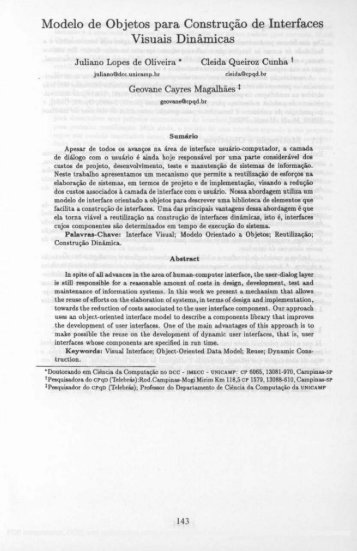 Modelo de Objetos para Construção de Interfaces Visuais Dinâmicas