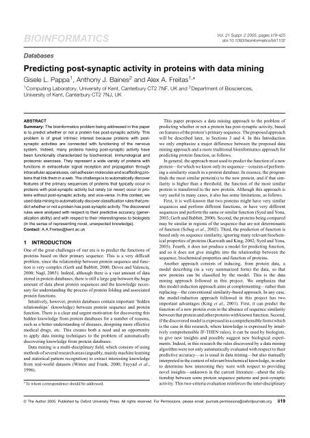 Predicting post-synaptic activity in proteins - ResearchGate