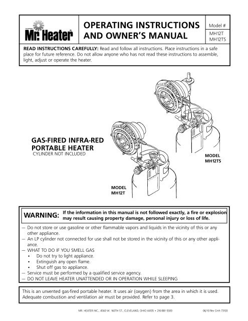 OPERATING INSTRUCTIONS AND OWNER'S MANUAL - Rural King