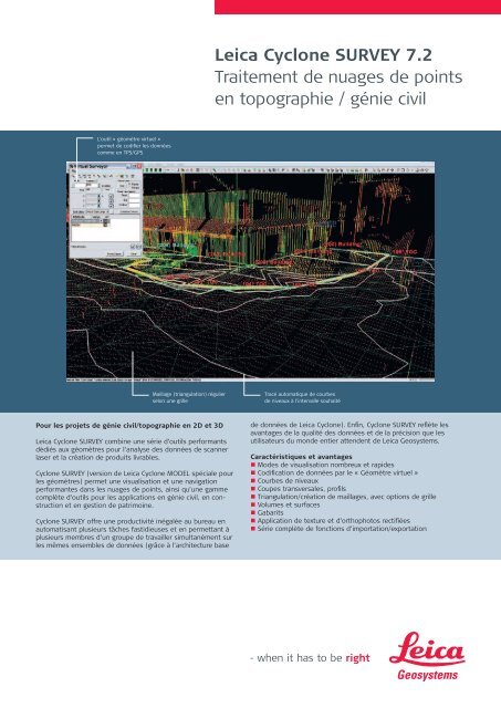 Leica Cyclone SURVEY 7.2 Traitement de nuages de points en ...