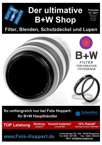 B+W Filterpreise zum Download - bei Foto Huppert