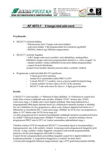 AF 4073-1 5 hangú kód adó-vevő - Albafunk