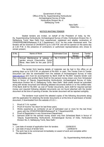 GOVERNMENT OF INDIA - Archaeological Survey of India