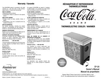 thermoelectric cooler / warmer réchauffeur et ... - Air & Water