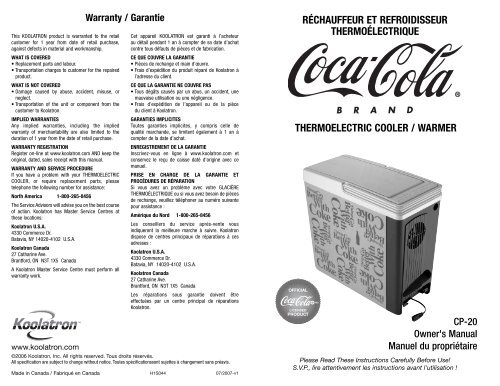 thermoelectric cooler / warmer réchauffeur et ... - Air & Water