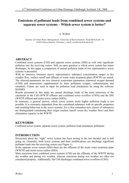 Emissions of pollutant loads from combined sewer systems and ...