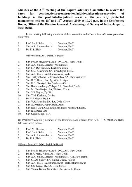 Minutes of the 23rd meeting - Archaeological Survey of India
