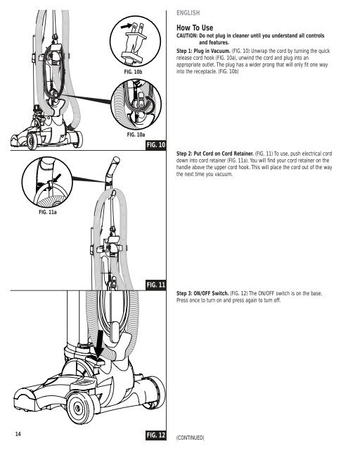 Upright Vacuum Cleaner Owner's Guide 4750 Series ... - Air & Water