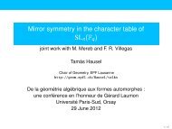 Mirror symmetry in the character table of SL_n(F_q) - GEOM - EPFL