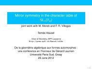 Mirror symmetry in the character table of SL_n(F_q) - GEOM - EPFL