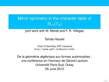 Mirror symmetry in the character table of SL_n(F_q) - GEOM - EPFL