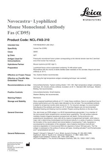 Novocastratm Lyophilized Mouse Monoclonal Antibody Fas (CD95)
