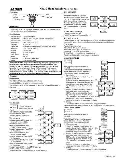 HW30 Heat Watch Patent Pending - Stopwatchcentral