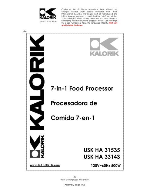 7-in-1 Food Processor Procesadora de Comida 7-en-1 - Kalorik