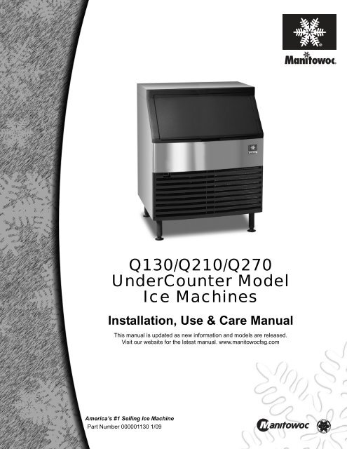 Q130/Q210/Q270 UnderCounter Model Ice Machines - Air & Water