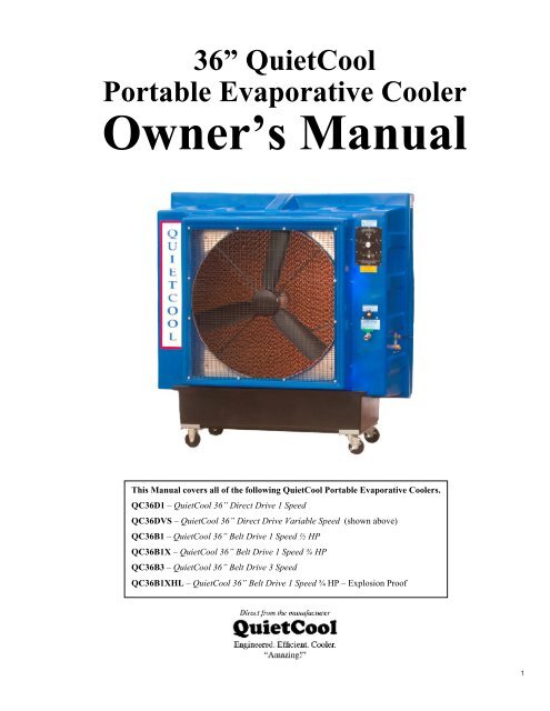 36” QuietCool Portable Evaporative Cooler - Air & Water