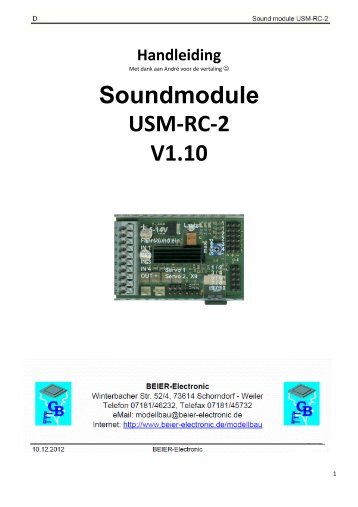 Soundmodule USM-RC-2 V1.10 - BEIER-Electronic