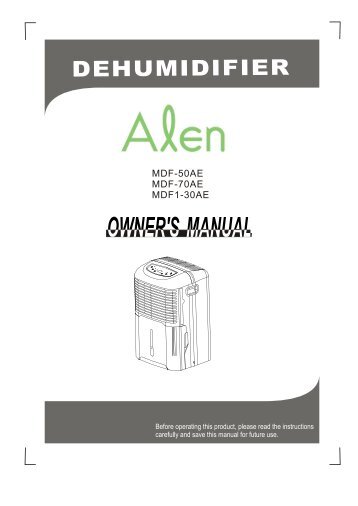 Alen Dehumidifier User Manual - AchooAllergy.com