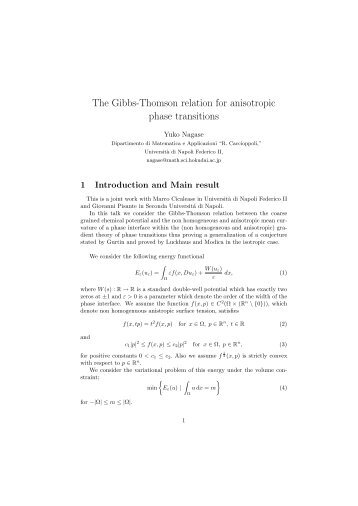 The Gibbs-Thomson relation for anisotropic phase transitions