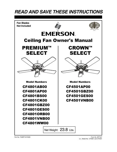 Premium Crown Select Emerson Fans