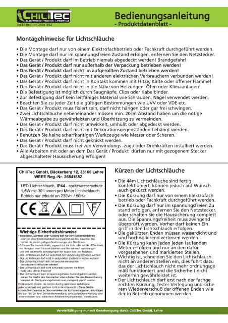 Bedienungsanleitung - ChiliTec GmbH